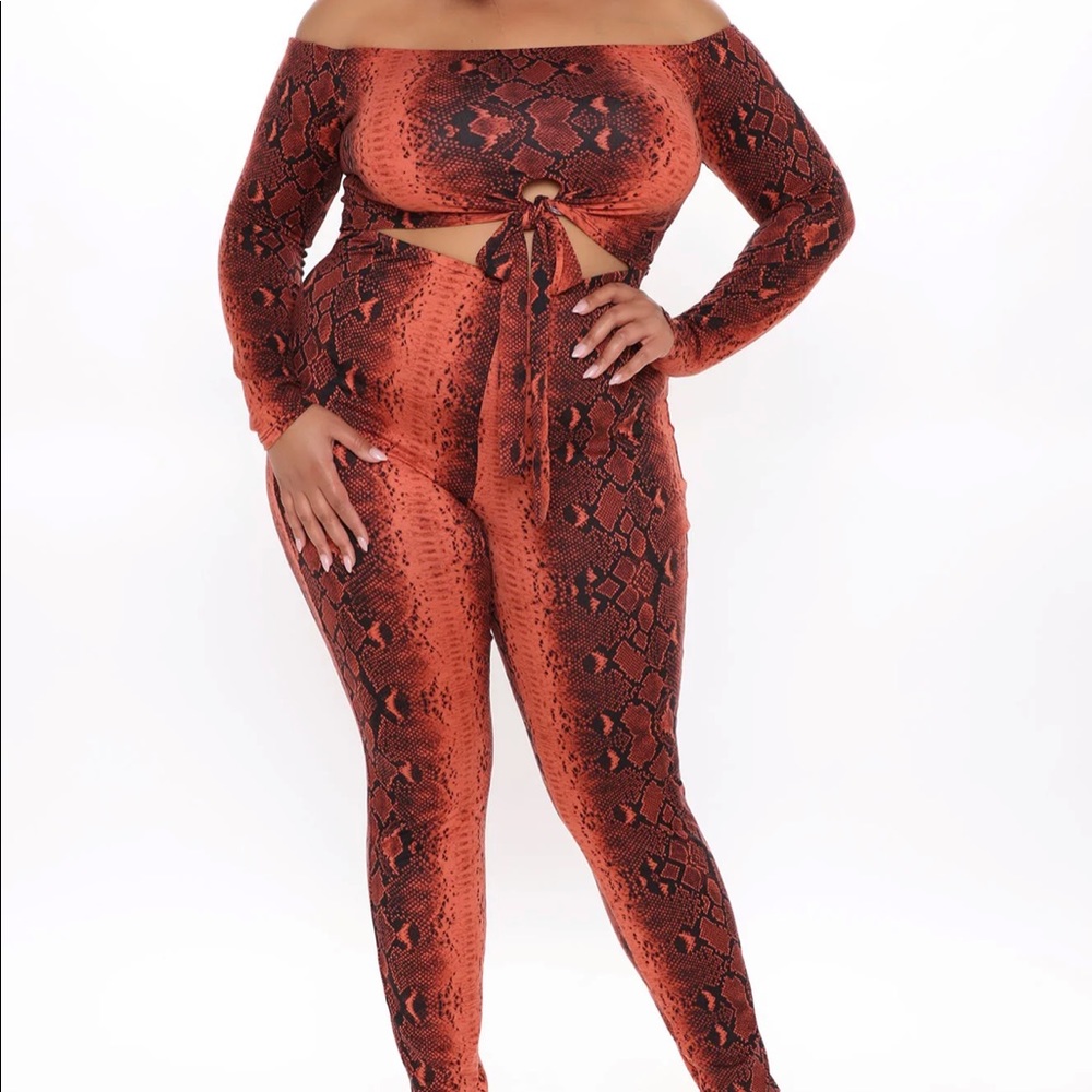 Orange Snake print Jumpsuit with cutouts Size 3X
